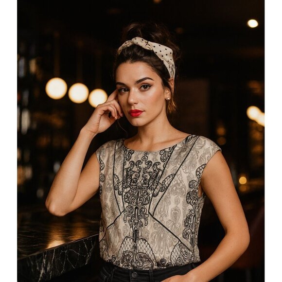 Willow and Clay Black Ivory Silk Top Small Whimsygoth Boho Chic Coquette - Picture 1 of 12